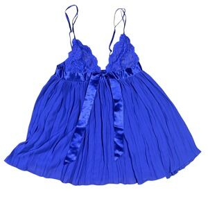 Y2K Victoria Secret Pleated Babydoll Tank Top Lace Bow Medium Purple